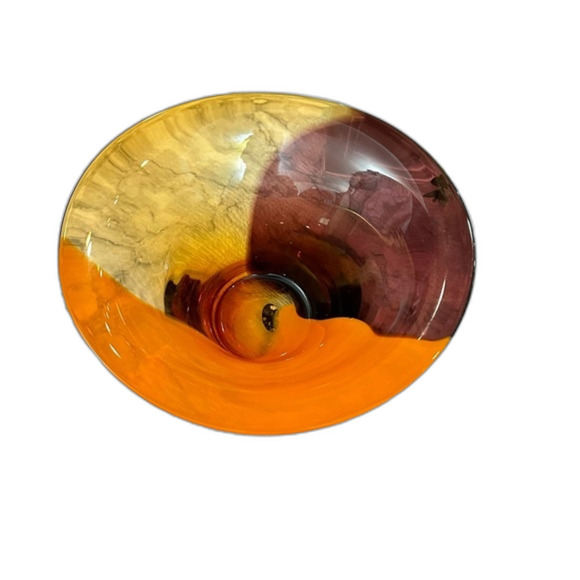 Teleflora Hand Blown Multi-Colored Studio Art MCM Swirl Glass Bowl - Picture 10 of 16